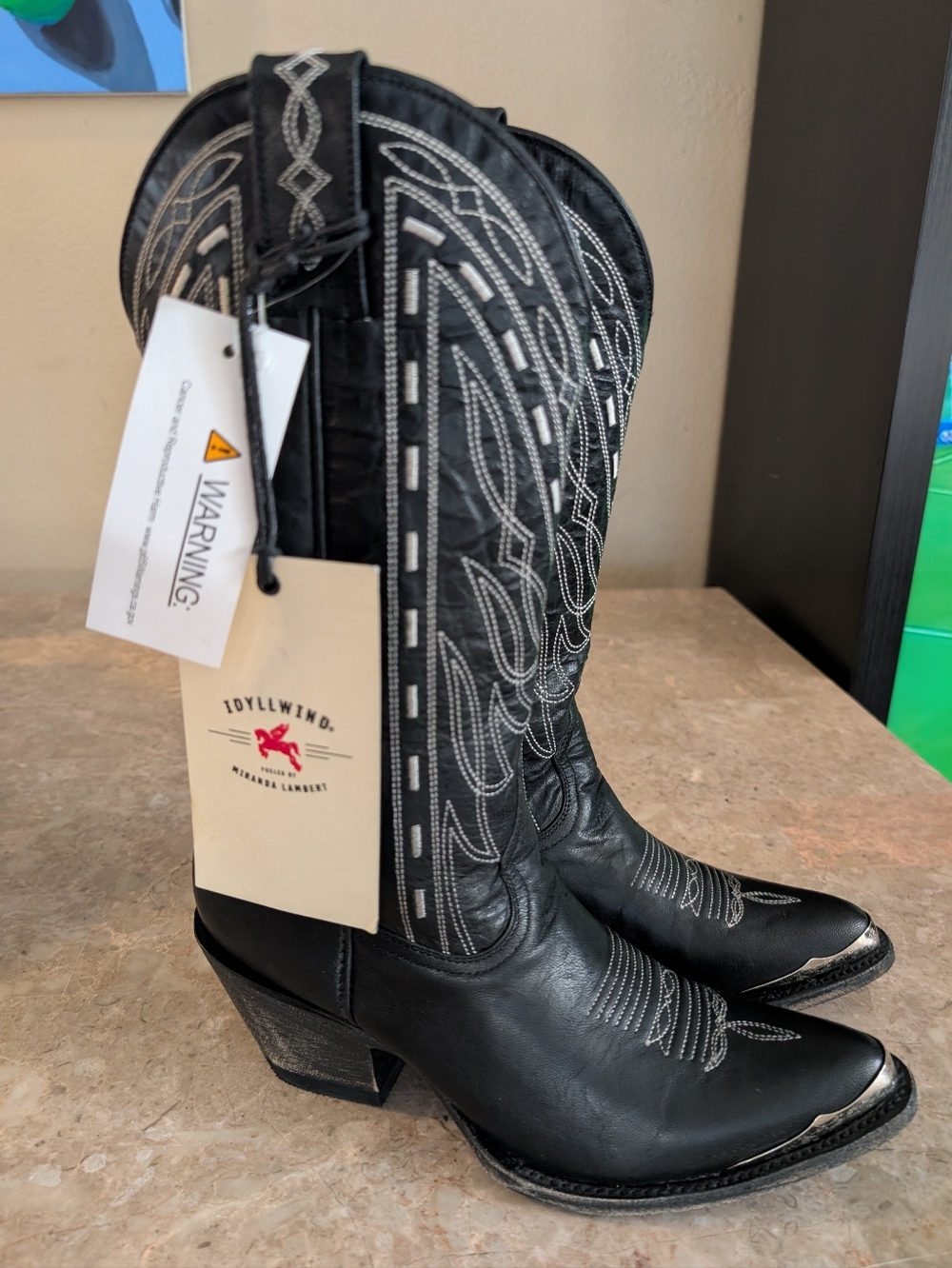 IDYLLWIND Boot Bard  Retro Rock Western Leather Boots Round Toe Women's Size 6